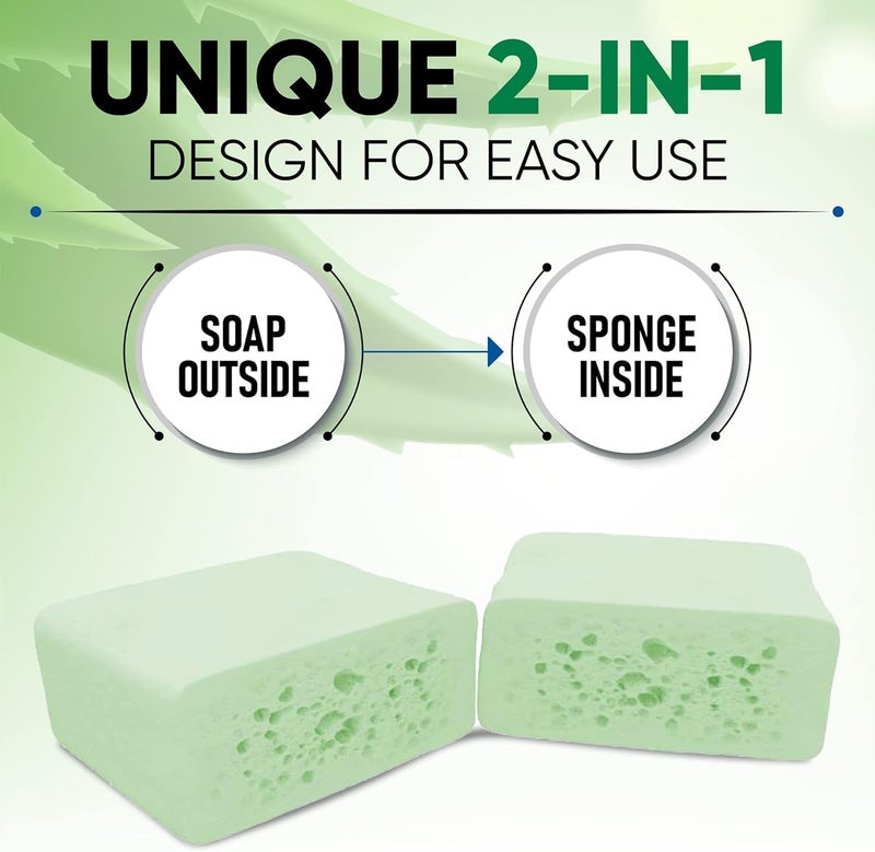 T. Taio Esponjabon Aloe Vera Soap Sponge - Gentle Shower Scrubber - Cleaning Bath Wash Scrub - Dirt & Oil Removal - Massage & Lather Foot, Elbow, & Face - Bathroom Accessories - Fresh Scent - Image 3